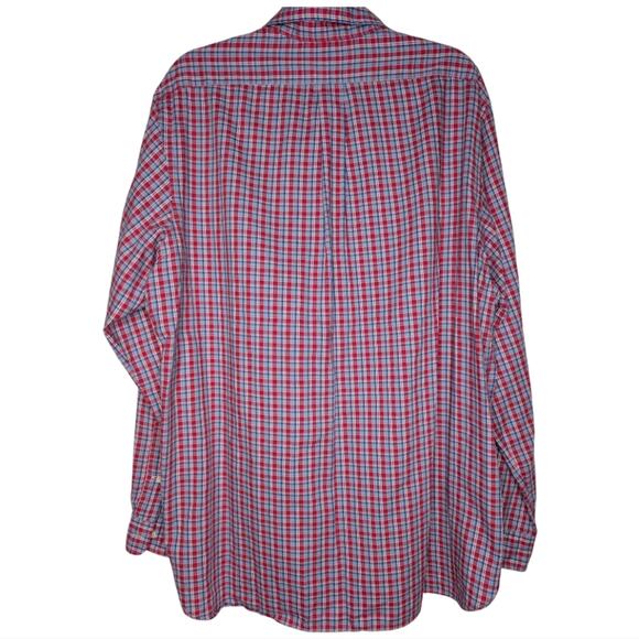 Mens Ralph Lauren Classic Fit Gingham Oxford Long Sleeve Shirt Red Blue XL - Picture 2 of 6